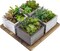 Artificial Succulent Arrangement Faux Plant Centerpiece with Decorative Rustic Wood Planter Boxes on Base Tray